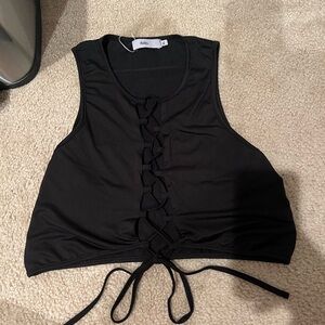 Adika Black Lace-Up Crop Top